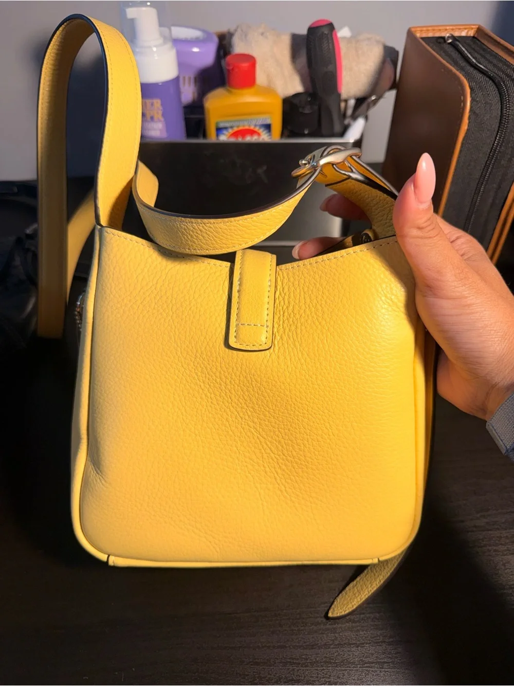 Coach Mini Hadley Crossbody Pebbled Leather Bag in Lemon Yellow